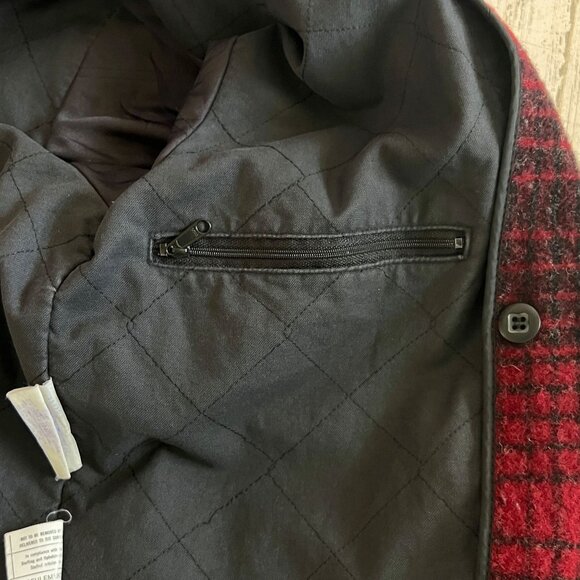 Vtg Woolrich Buffalo Plaid Wool Coat Size L Barn Lodge Cabincore Rustic Hunting - Picture 7 of 16